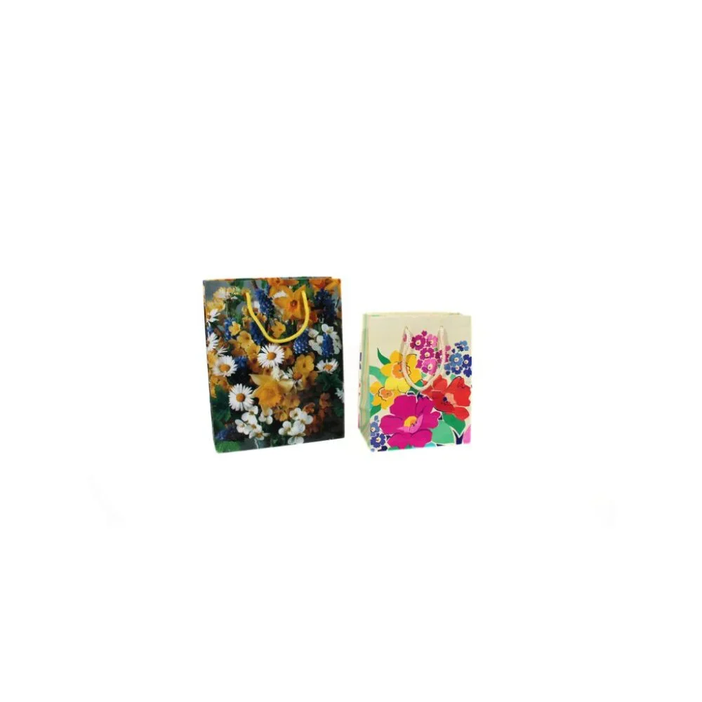 2 Vintage Floral Gift Bags – 1990s/2000s – Reusable, Used Condition